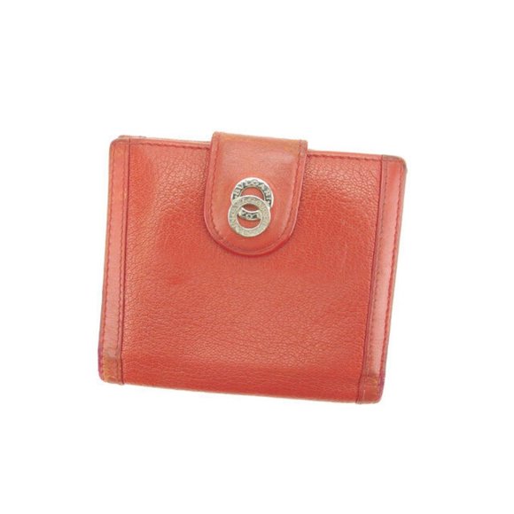 BVLGARI Handbags - Bvlgari Wallet Purse Folding wallet Red Silver Woman Authentic Used Y4085